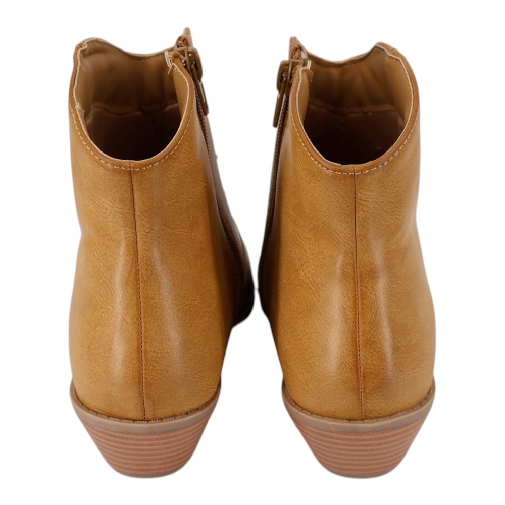 Journee Collection Taliah Tan Western Ankle Booties 8M Pointed Toe Zip New - Picture 3 of 7